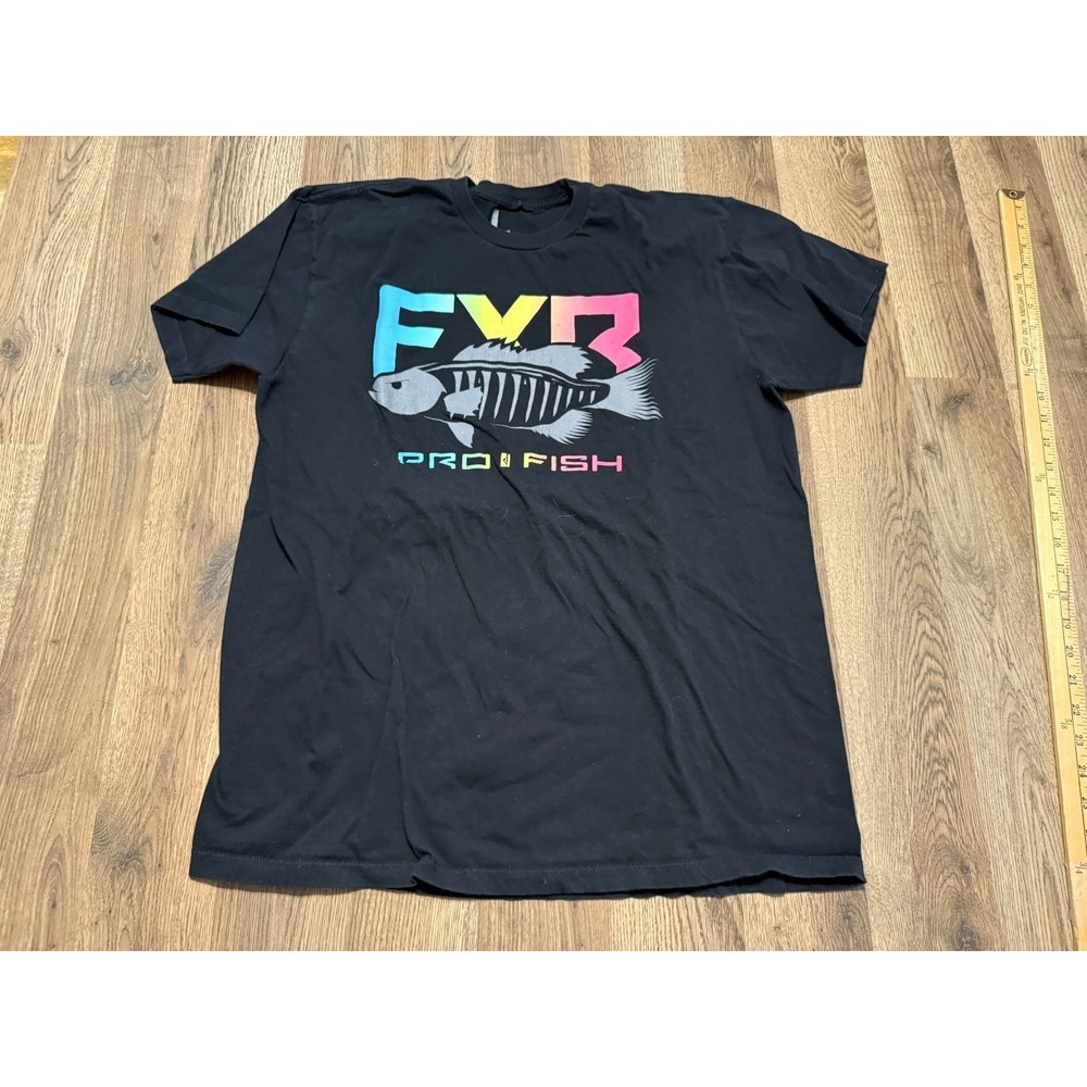 Pro Fisher Shirt, Men's Size Large, Black, FXR, Graphic Print, Crewneck